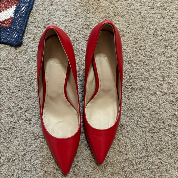 Theory Demeura Napa leather Red Stiletto Heels Pointed Toe - Picture 5 of 11